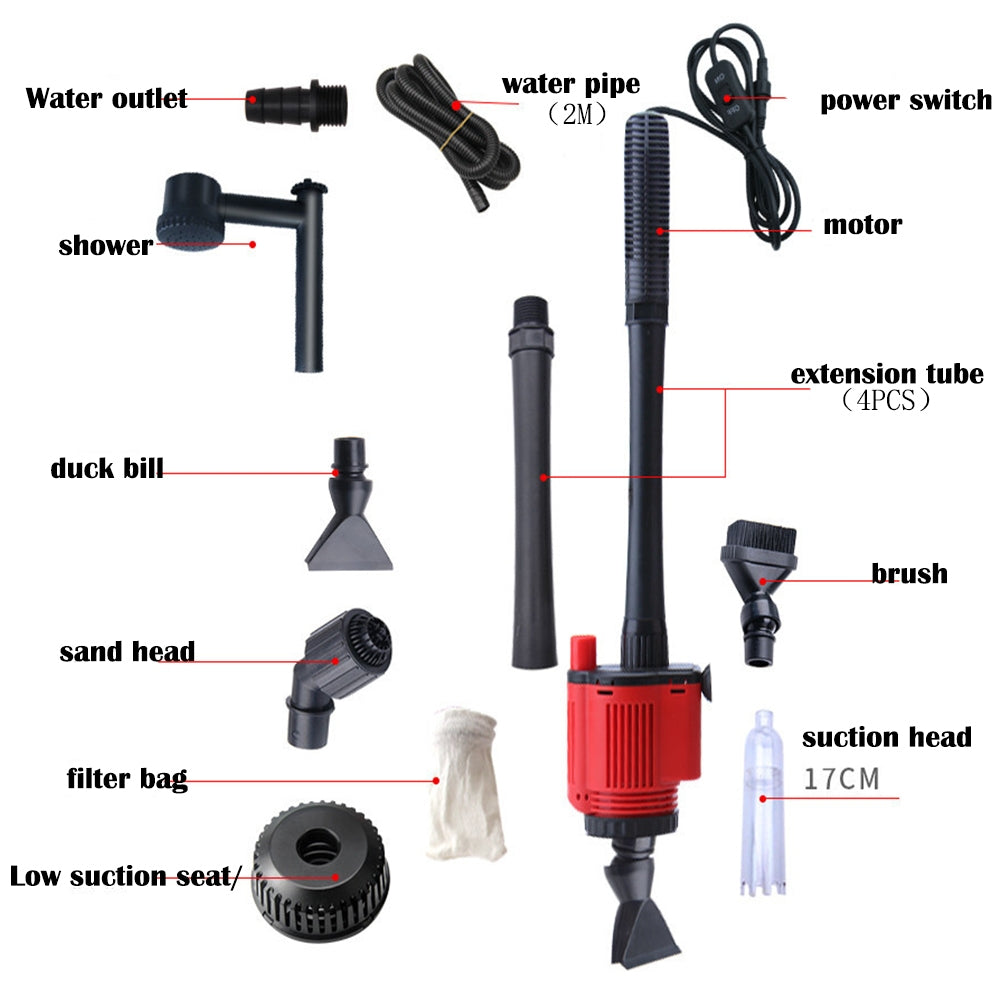 Aquarium Electric Siphon Pump Vacuum Cleaner Fish Tank Clean Water Change Gravel-VIC_Rural