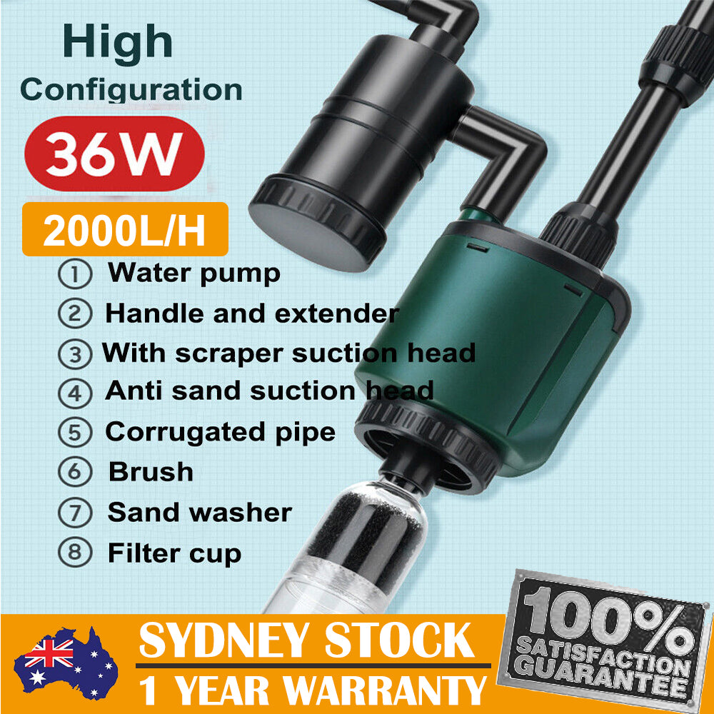 2000L/H 36W Aquarium Tool Electric Fish Tank Pump Water Changer Sand Washer AU-QLD_Rural