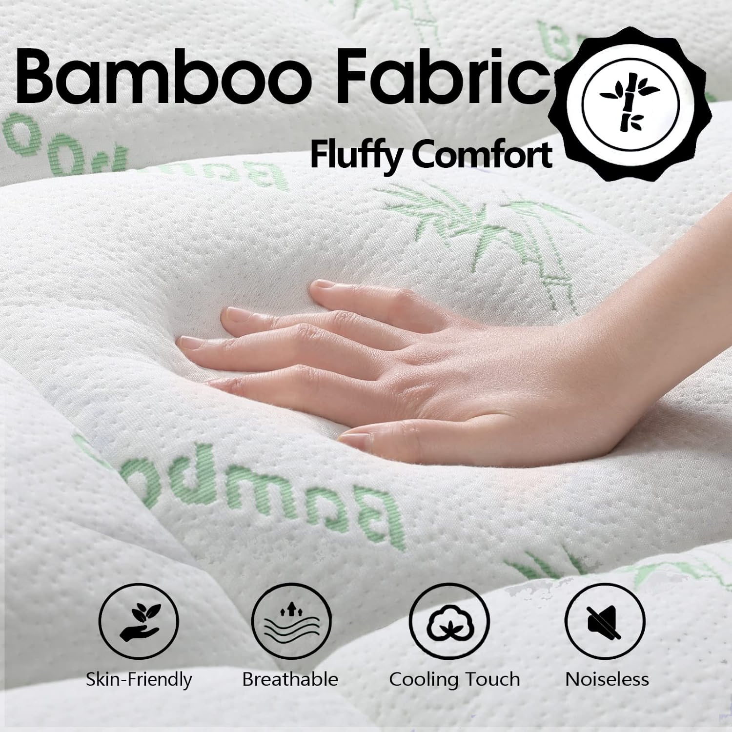 Bamboo Pillowtop Mattress Topper Luxury Bedding Mat Pad Protector Cover King 183 x 203 cm