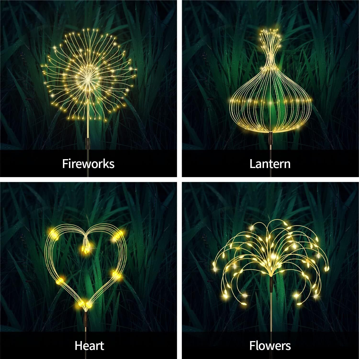 Warm White Fireworks 120 LED Fairy String Lights Starburst Solar Xmas Garden Night Lamp Hot NEW-ACT