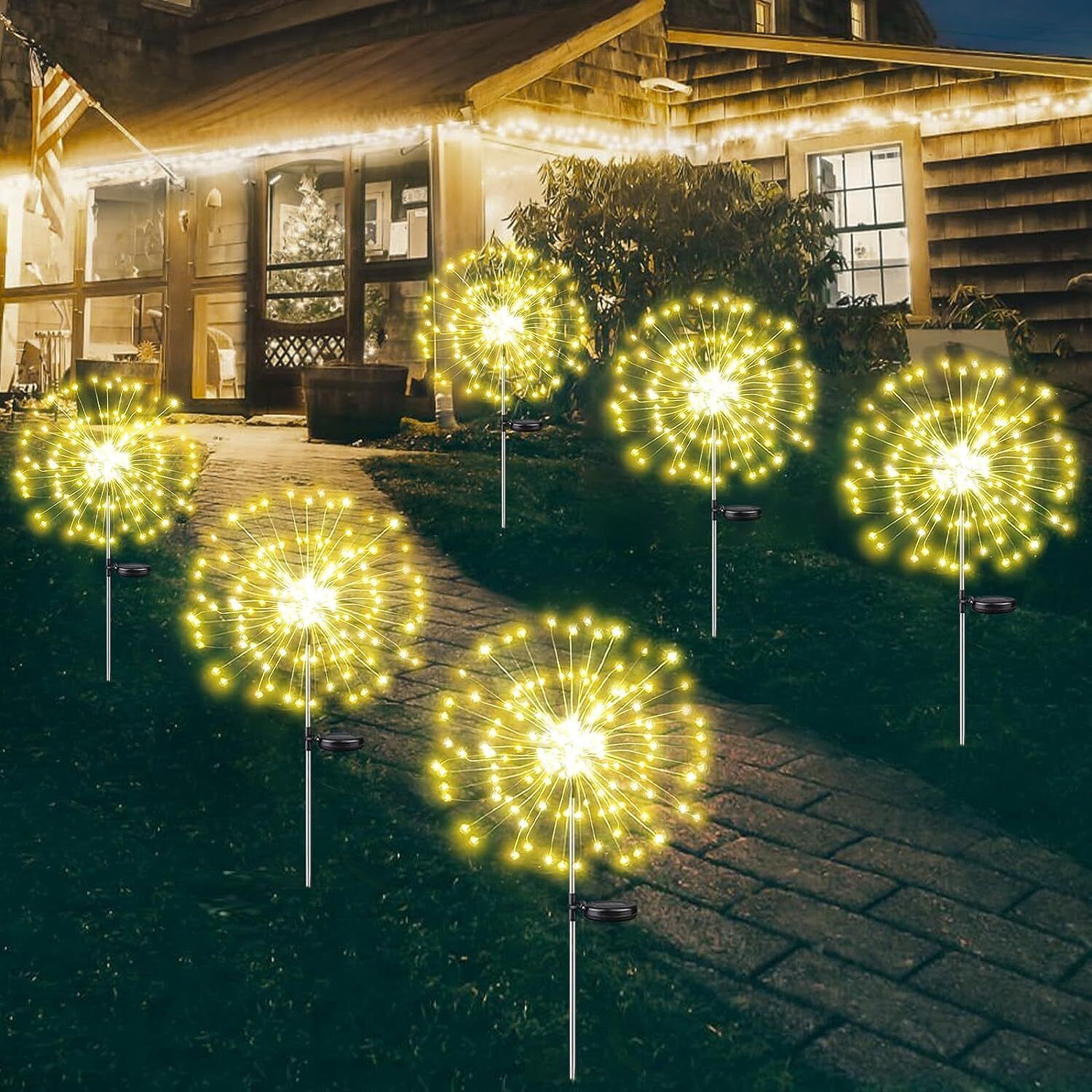 Warm White Fireworks 120 LED Fairy String Lights Starburst Solar Xmas Garden Night Lamp Hot NEW-ACT