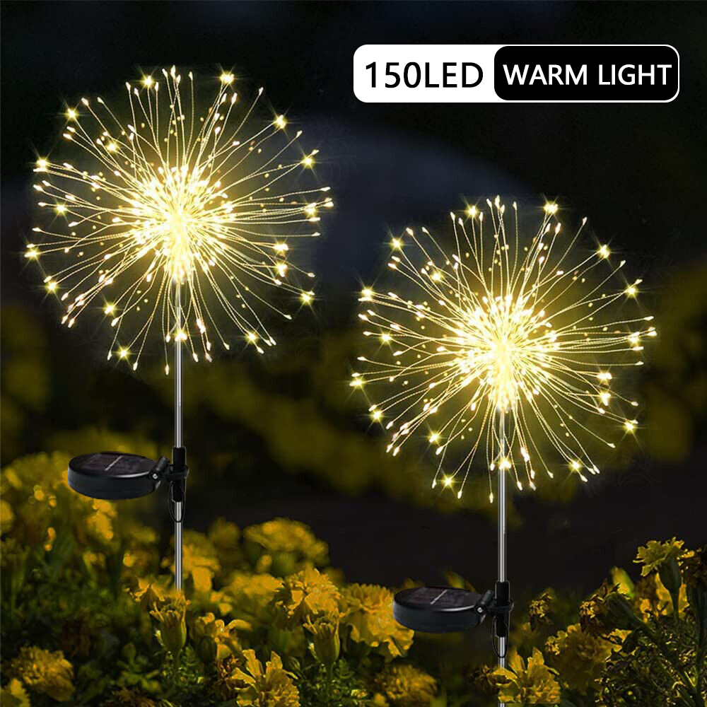 Warm White Fireworks 120 LED Fairy String Lights Starburst Solar Xmas Garden Night Lamp Hot NEW-ACT