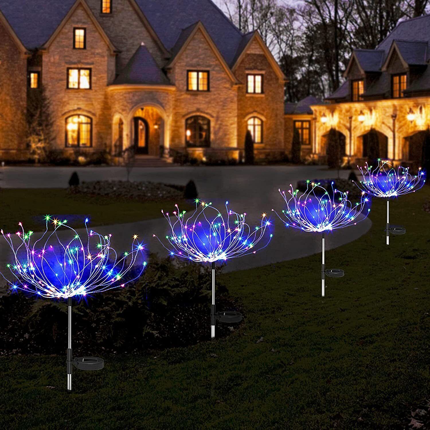 Colourful Fireworks 150 LED Fairy String Lights Starburst Solar Xmas Garden Night Lamp Hot NEW-SA_Rural