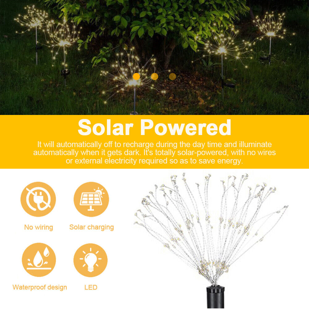 Colourful Fireworks 150 LED Fairy String Lights Starburst Solar Xmas Garden Night Lamp Hot NEW-ACT