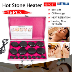 16 Pcs Hot Massage Basalt Stone Volcanic Stones Kit Rock SPA Oiled Massager Salon-WA_Metro