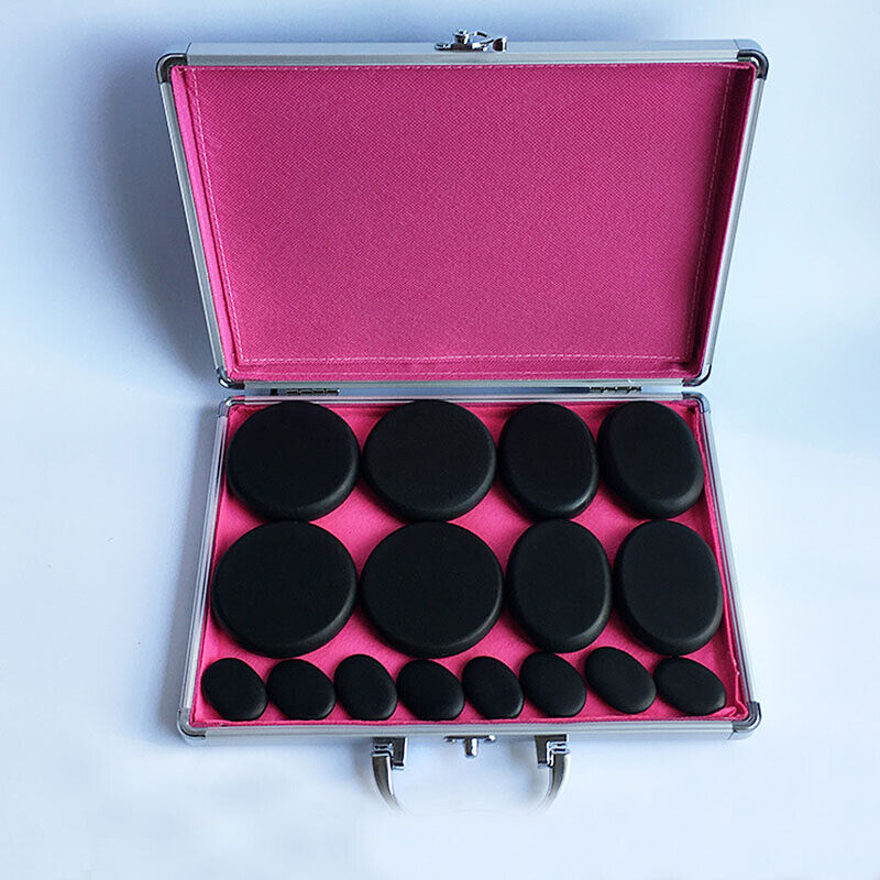 16 Pcs Hot Massage Basalt Stone Volcanic Stones Kit Rock SPA Oiled Massager Salon-TAS_Metro