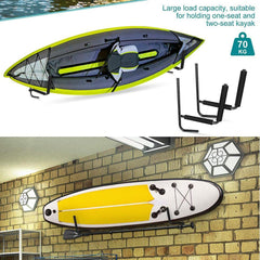 2Pcs Kayak Wall Rack Carrier Canoe Paddle Surfboard Holder Wall Mount Shelf-TAS_Rural