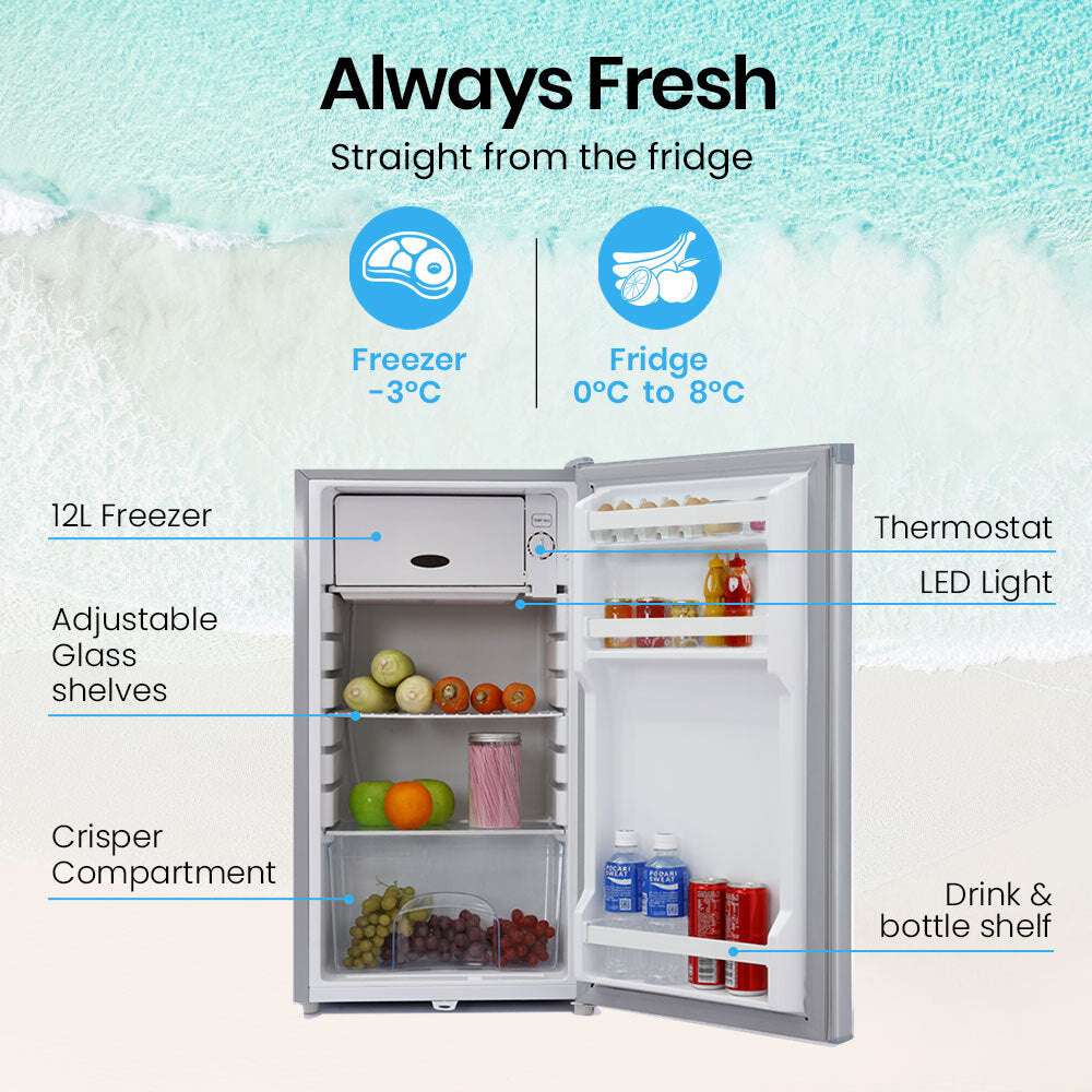 GECKO 95L Portable Upright Fridge Freezer Camping Caravans Bar Fridges Refrigerator 12V/24V/240V-ACT