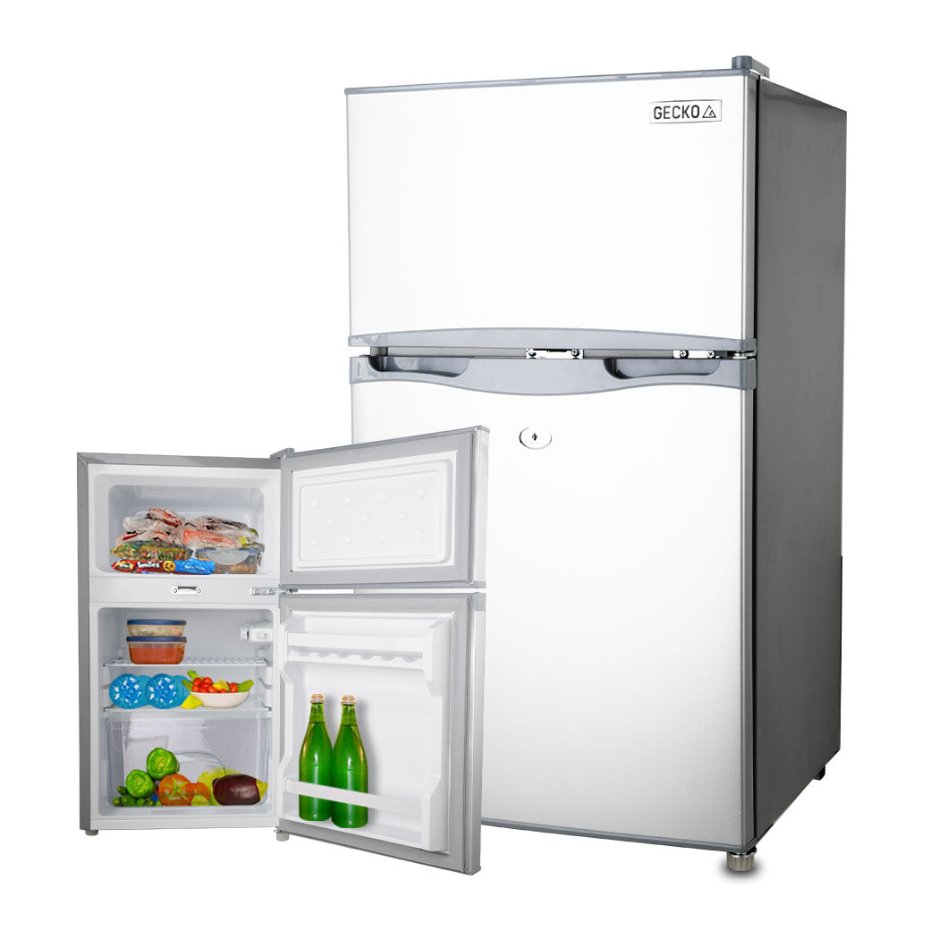 GECKO 95L Portable Fridge Freezer Camping Motorhome Caravan Upright Fridges 12V/24V/240V, Silver-SA_Rural