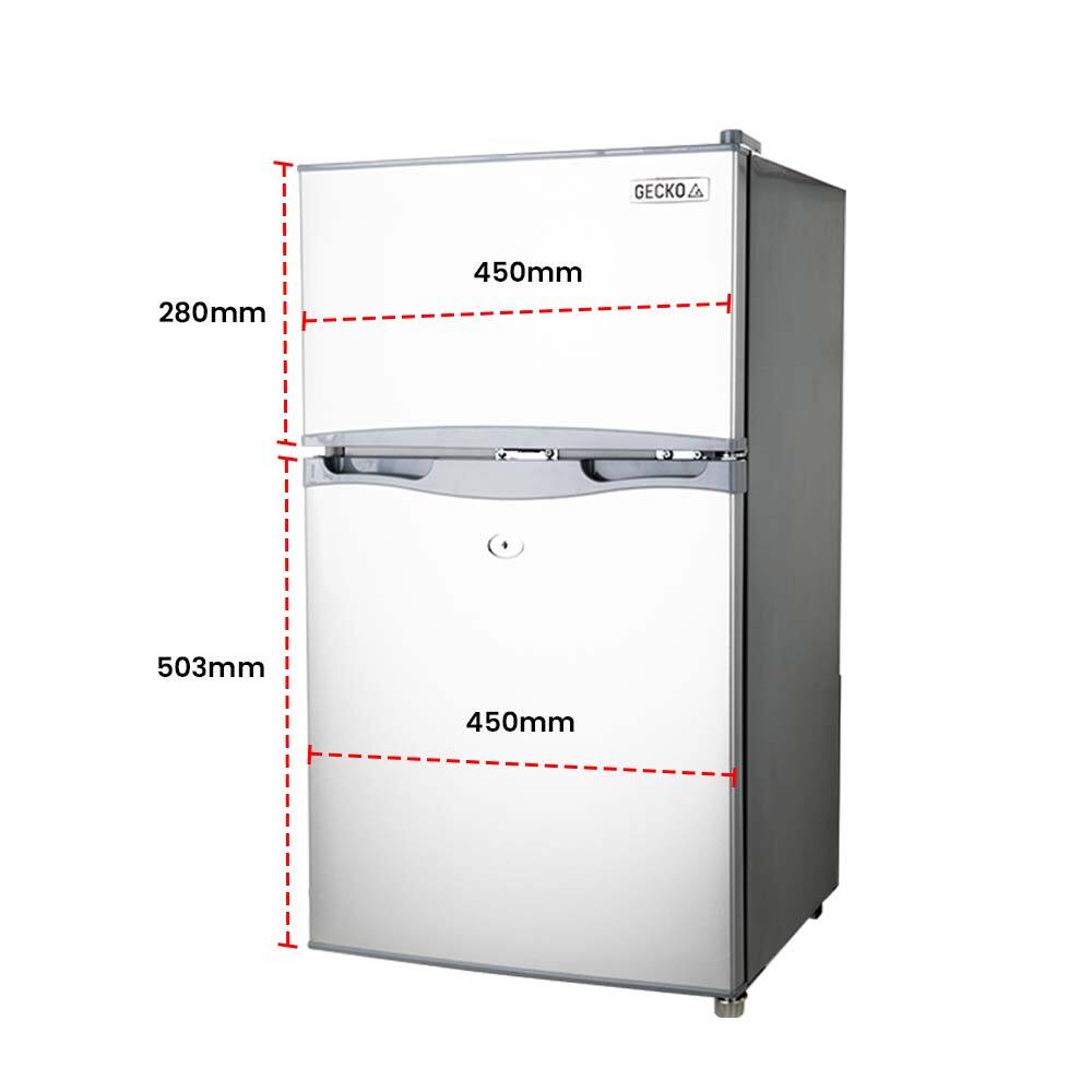 GECKO 95L Portable Fridge Freezer Camping Motorhome Caravan Upright Fridges 12V/24V/240V, Silver-ACT