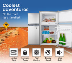 GECKO 95L Portable Fridge Freezer Camping Motorhome Caravan Upright Fridges 12V/24V/240V, Silver-QLD_Rural