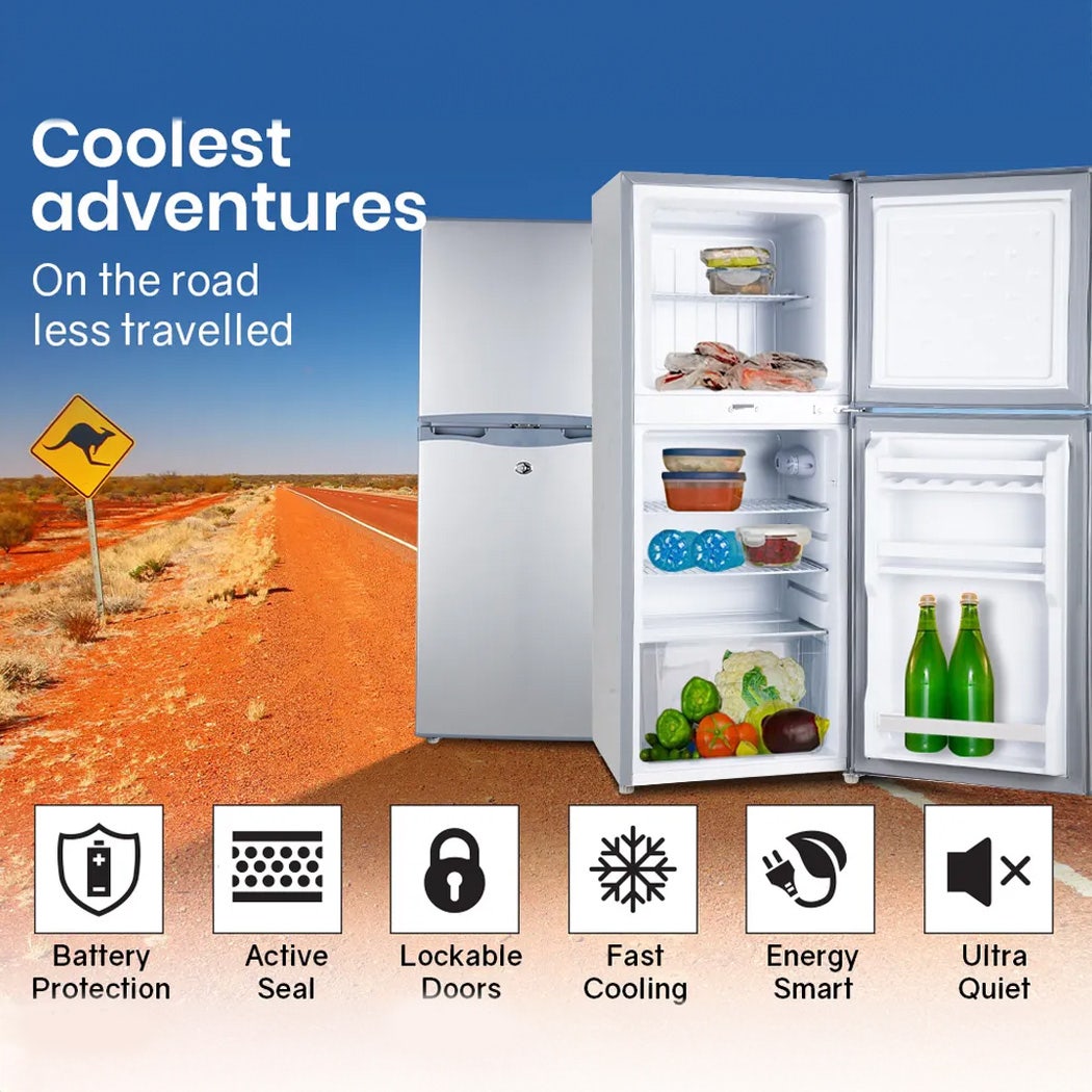 GECKO 125L Portable Fridge Freezer Camping Motorhome Caravan Upright Fridges 12V/24V/240V, Silver-NSW_Metro