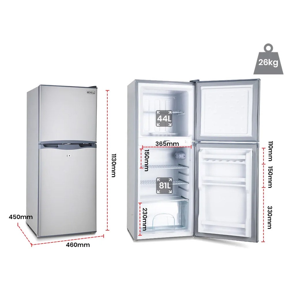 GECKO 125L Portable Fridge Freezer Camping Motorhome Caravan Upright Fridges 12V/24V/240V, Silver-QLD_Metro