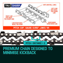 BAUMR-AG 12" Bar Replacement Spare Chainsaw Chain 3/8 .050 Gauge DL 44