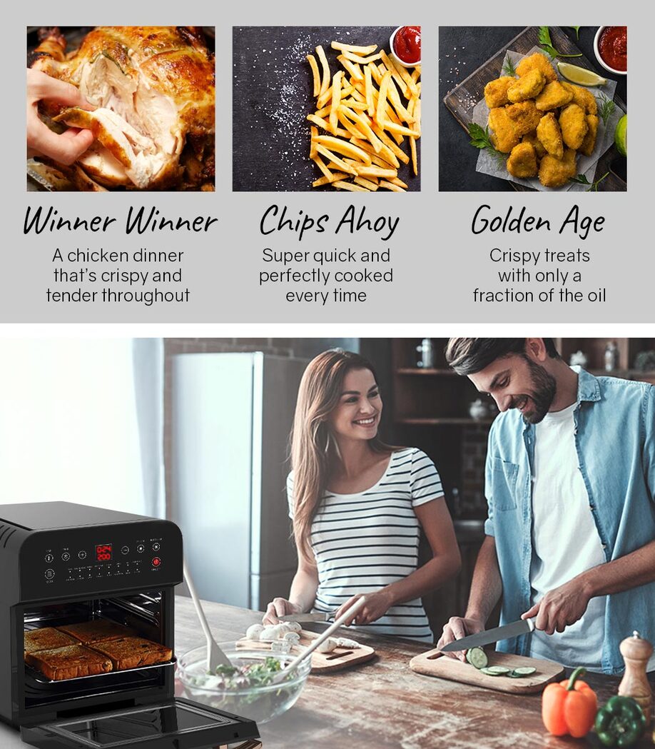 EUROCHEF 16L Air Fryer Electric Digital Airfryer Rotisserie Dry Large Big Cooker-ACT