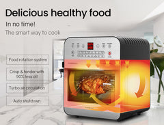 EUROCHEF 16L Digital Air Fryer Electric Airfryer Rotisserie Large Big Dry Cooker, Silver-TAS_Metro