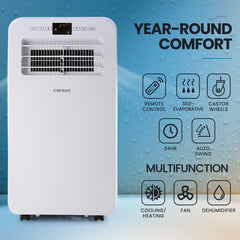 CARSON  2.9kW Reverse Cycle Portable Air Conditioner and Heater, with Dehumidifier, Cooling and Heating AC