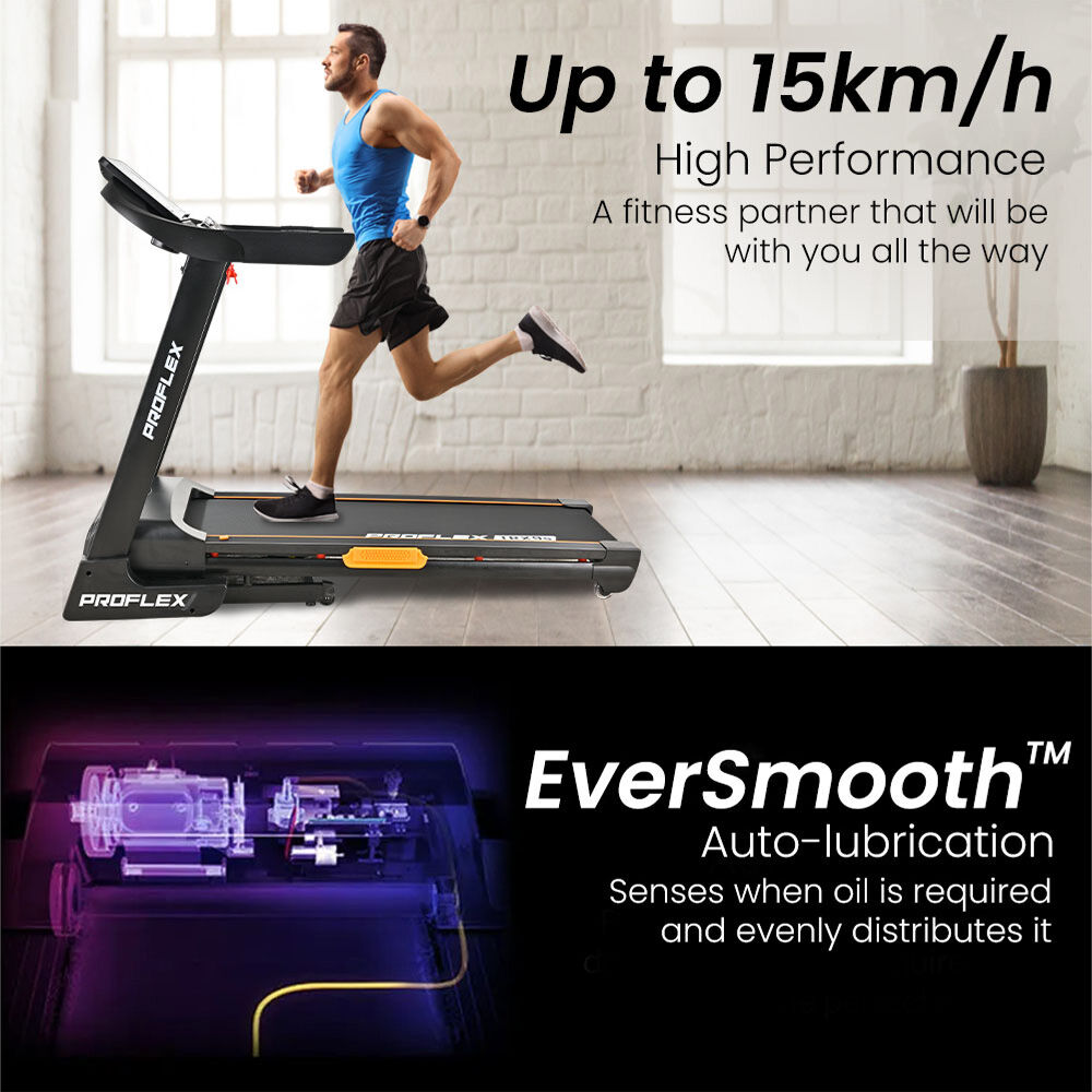 Proflex TRX9s Electric Treadmill, Large Size, 450mm Belt, 10-inch display, Foldable, Suspension, Auto Incline, WiFi, Bluetooth, Pulse Sensors