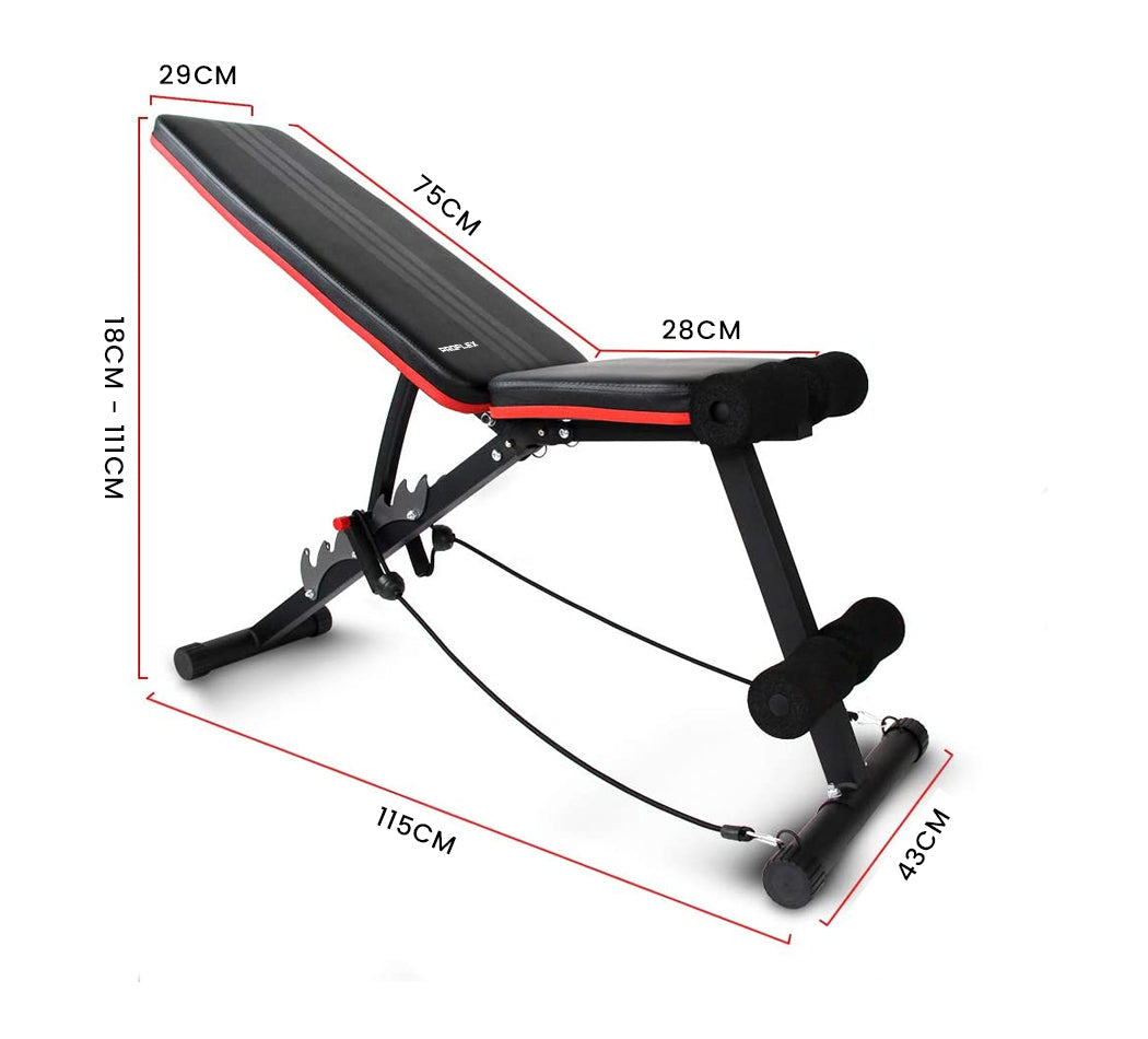 PROFLEX Weight Bench Workout Gym Press Adjustable Lifting Fitness Folding Bands-NSW_Rural