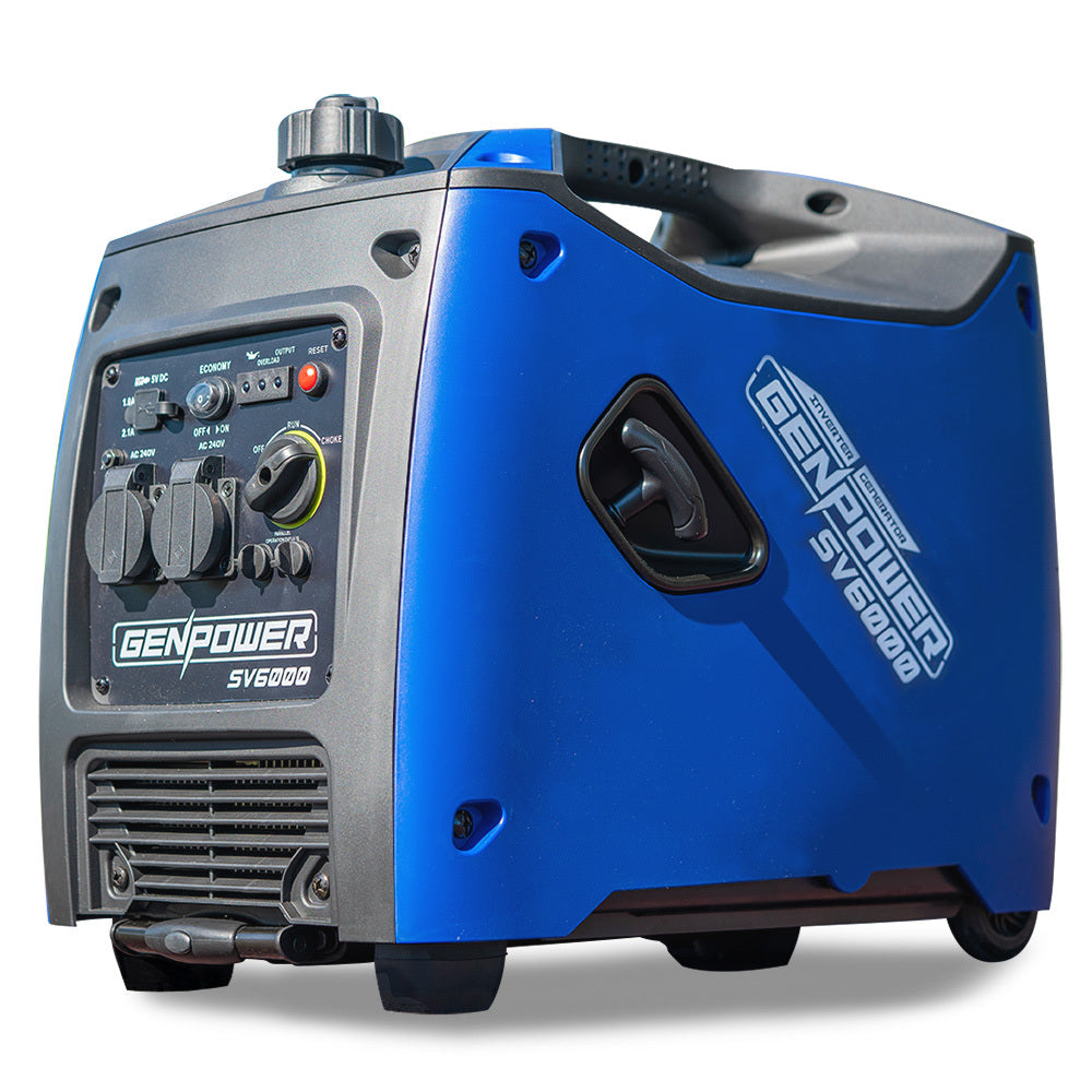 GENPOWER Inverter Generator Portable 3.5kW Max Petrol Pure Sine Wave Camping Power Station Blue-TAS_Metro