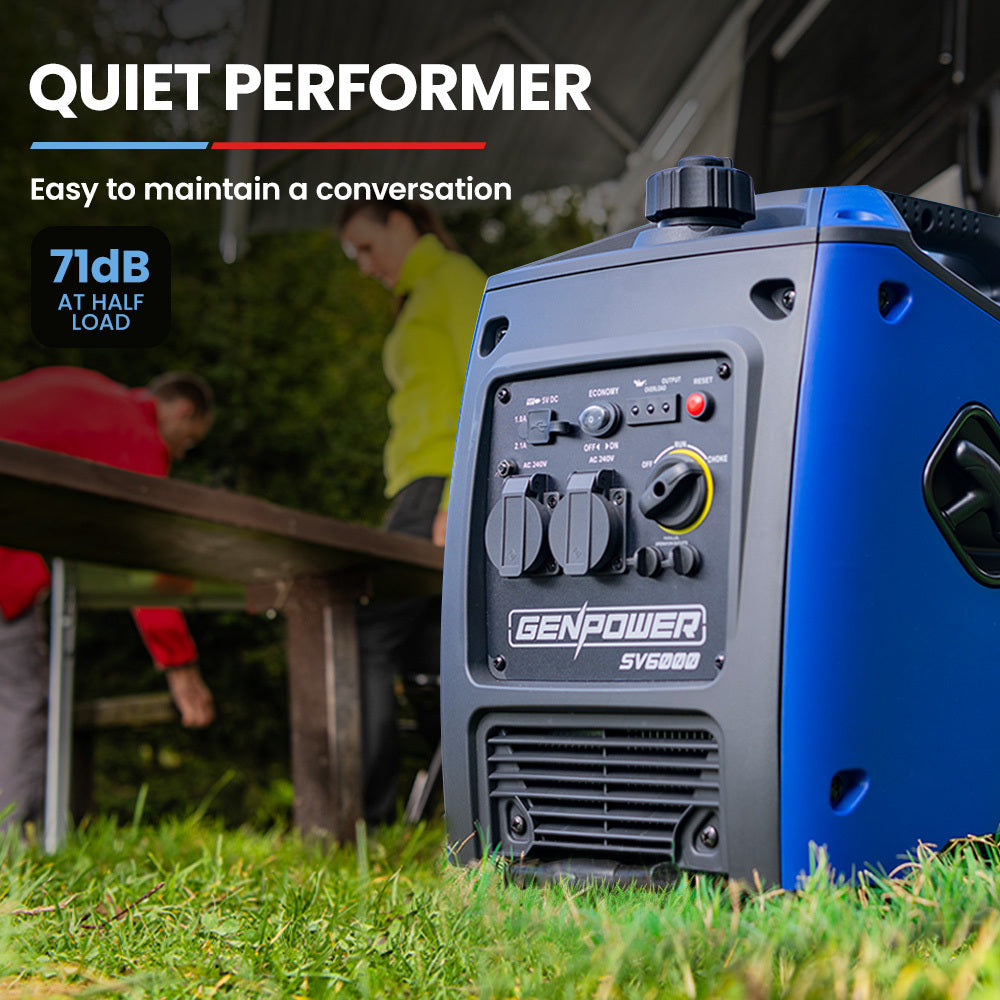 GENPOWER Inverter Generator Portable 3.5kW Max Petrol Pure Sine Wave Camping Power Station Blue-ACT