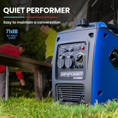 GENPOWER Inverter Generator Portable 3.5kW Max Petrol Pure Sine Wave Camping Power Station Blue-WA_Metro