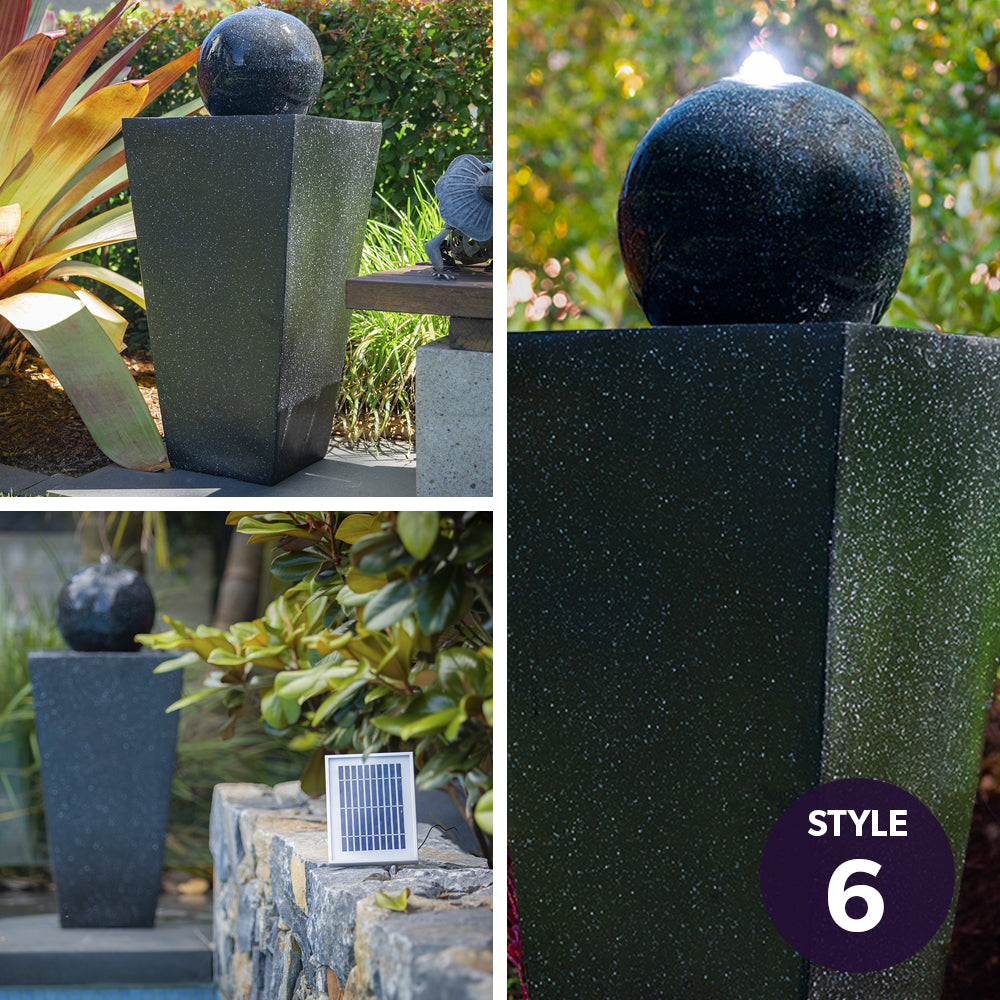 PROTEGE Solar Fountain Water Feature Outdoor Bird Bath with LED Lights - Charcoal-NSW_Metro