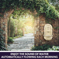 PROTEGE Solar Fountain Water Feature Pump Outdoor Wall Mount Classic with LED Lights-SA_Metro