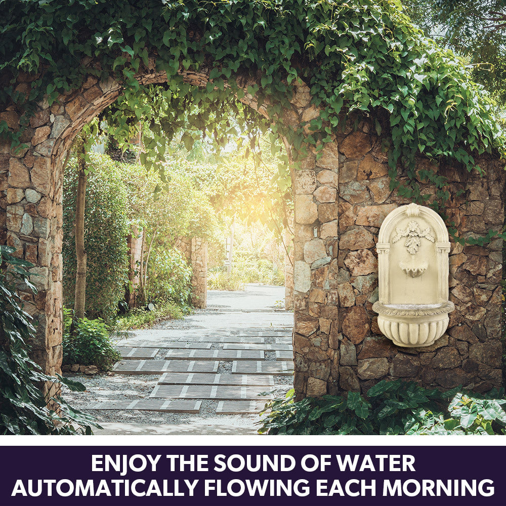 PROTEGE Solar Fountain Water Feature Pump Outdoor Wall Mount Classic with LED Lights-SA_Rural