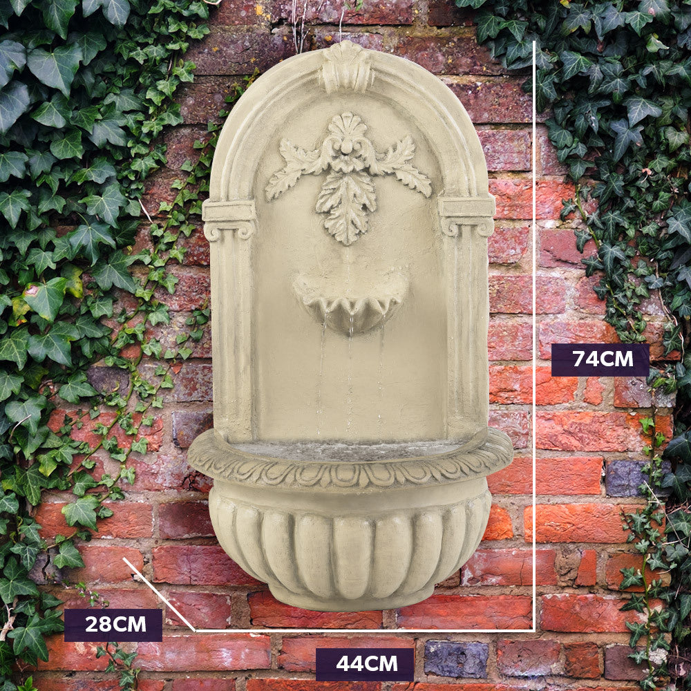 PROTEGE Solar Fountain Water Feature Pump Outdoor Wall Mount Classic with LED Lights-SA_Metro