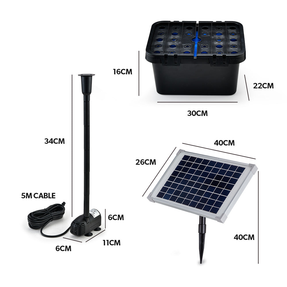 PROTEGE 10W Solar Powered Water Fountain Pump Pond Kit with Eco Filter Box-NSW_Metro