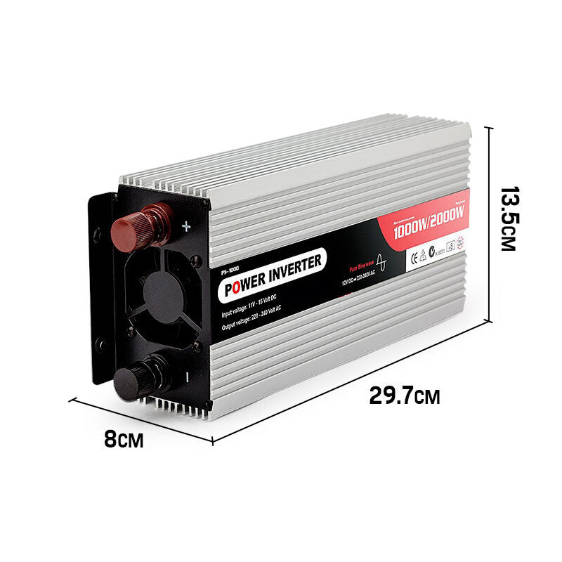 GENPOWER Pure Sine Wave 1000W/2000W 12V/240V Power Inverter Caravan Boat CarPlug-ACT