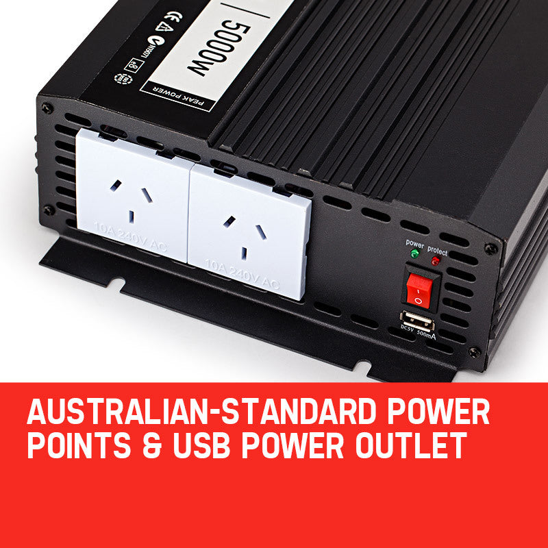 GENPOWER Modified Sine Wave 2500W/5000W 12V/240V Power Inverter Car Caravan Boat-SA_Rural