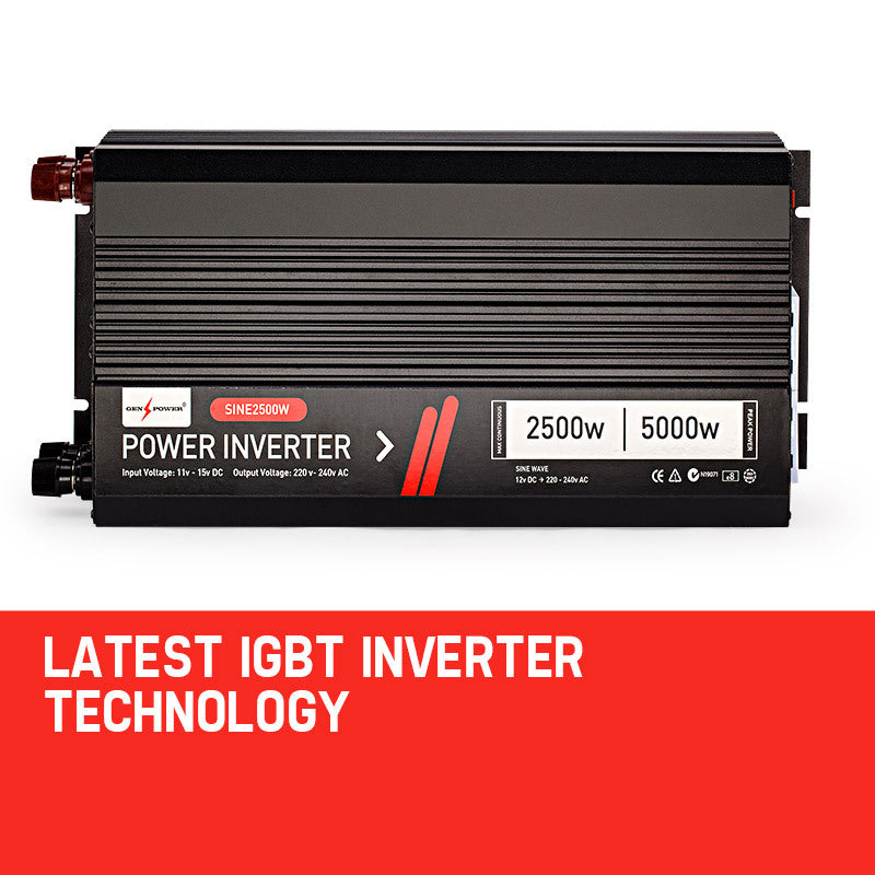 GENPOWER Modified Sine Wave 2500W/5000W 12V/240V Power Inverter Car Caravan Boat-ACT