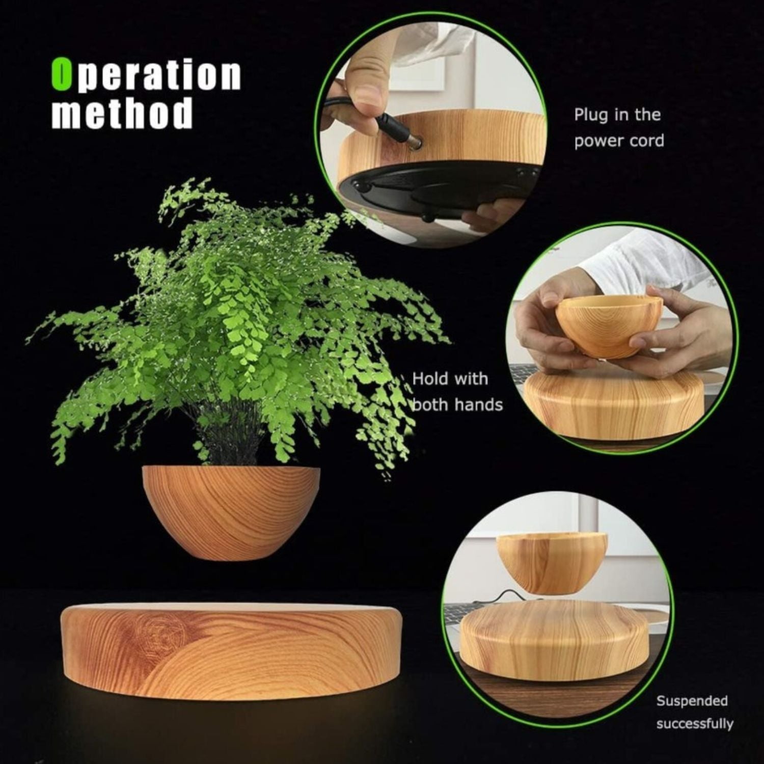 GOMINIMO Magnetic Levitating Plant Pot Oak