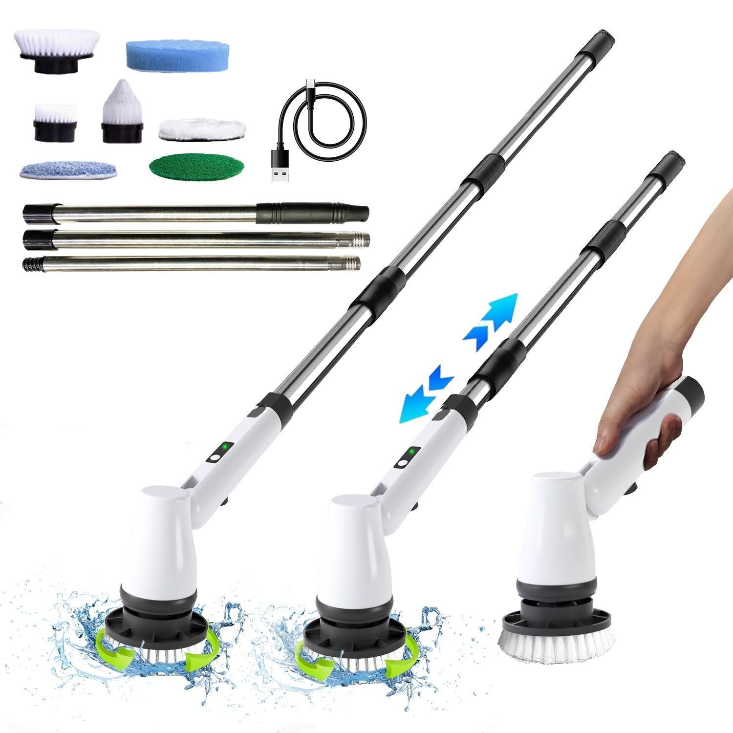 GOMINIMO Cordless Electric Spin Scrubber with 7 Replaceable Brush Heads (White)