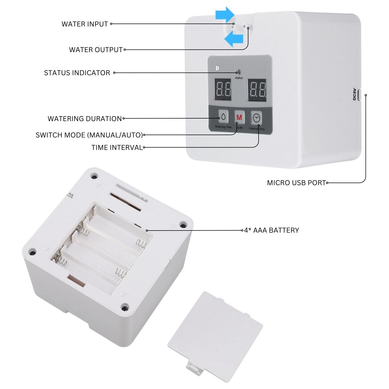 NOVEDEN Plant Watering System with DIY 30-Day Programmable (White)