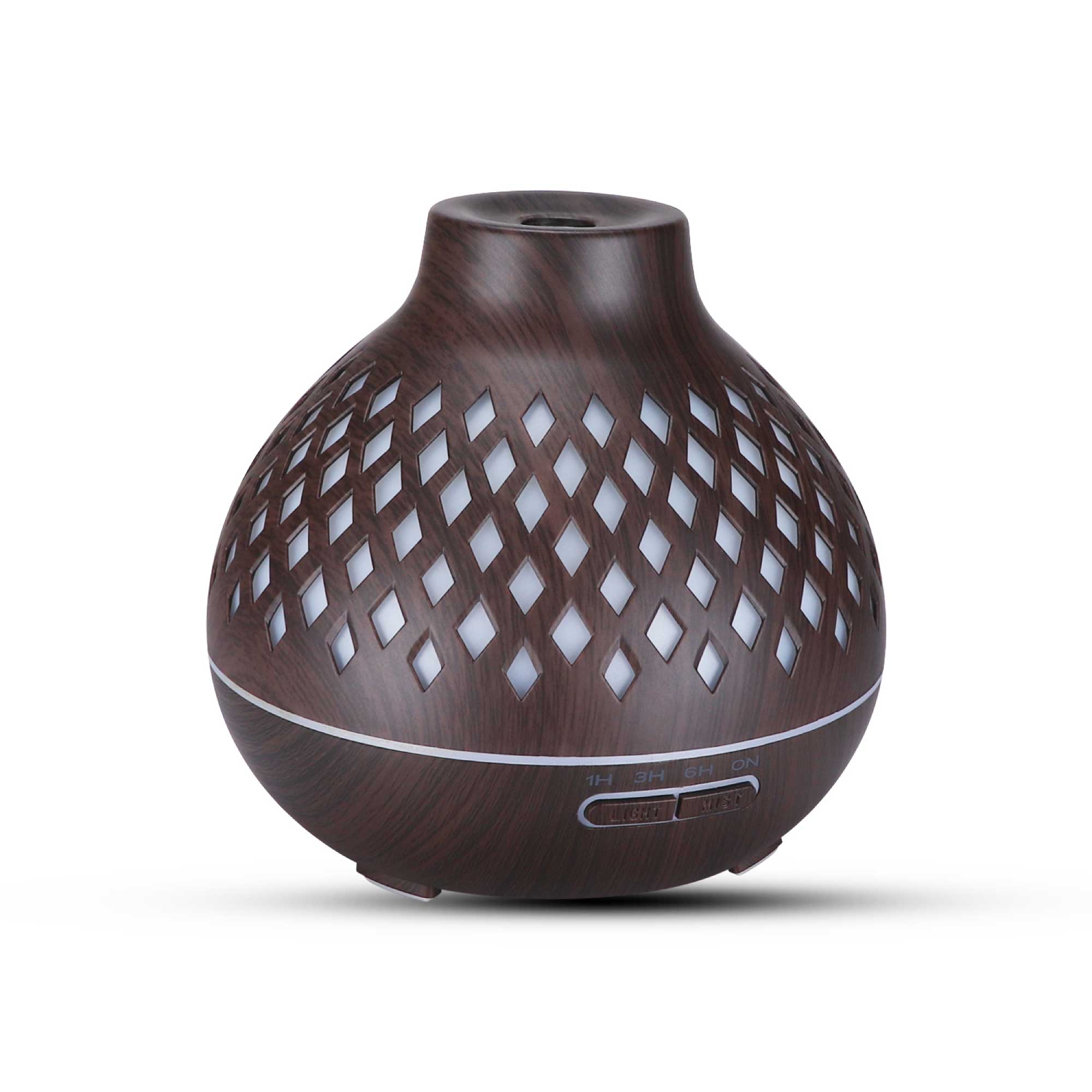 Essential Oil Aroma Diffuser and Remote - 400ml Hollowed Wood Mist Humidifier