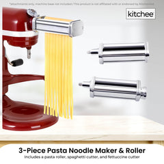 Kitchee Pasta Noodle Maker Roller Cutter Attachments - Compatible with KitchenAid Mixer