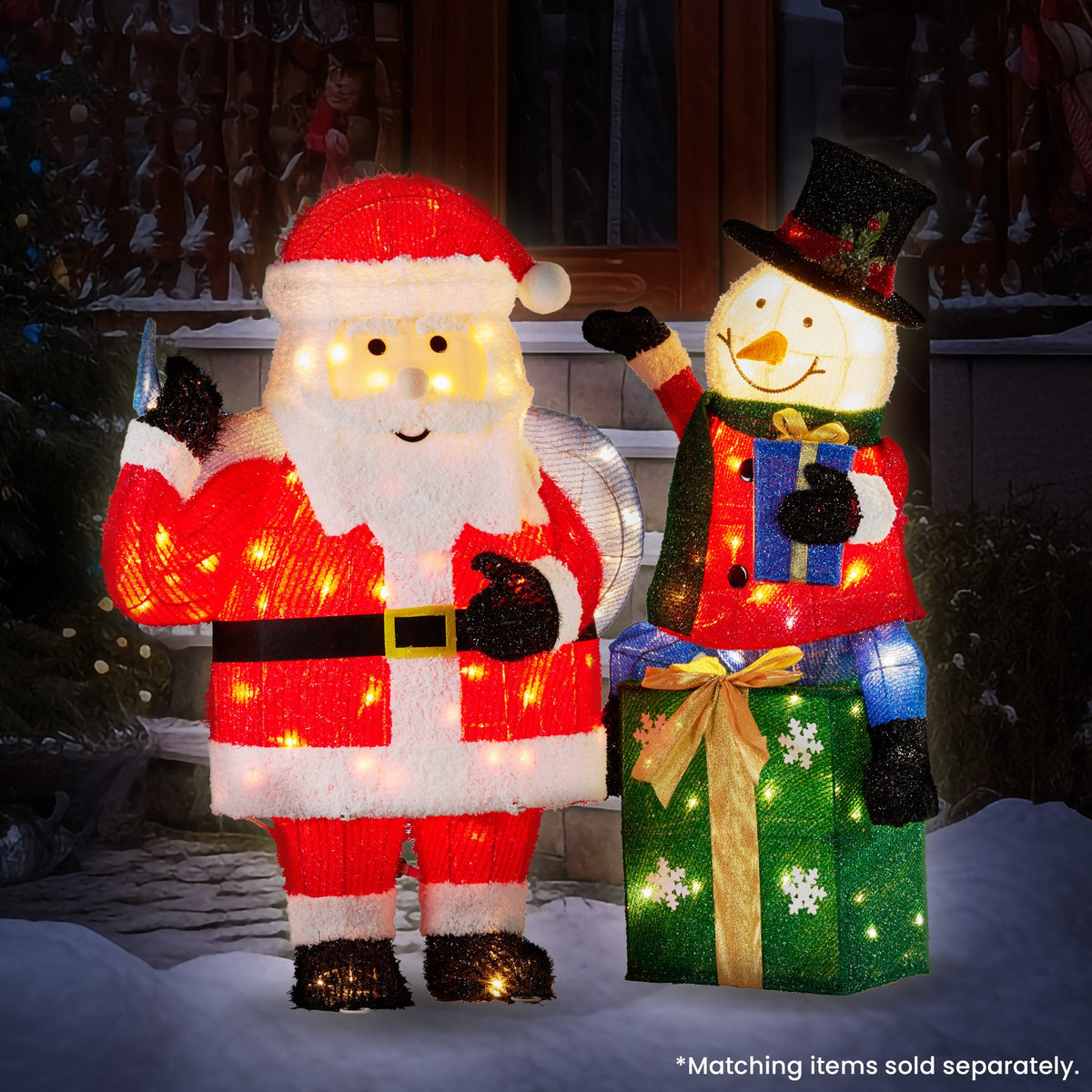 Christabelle 85cm Christmas Snowman On Presents Display with Lights
