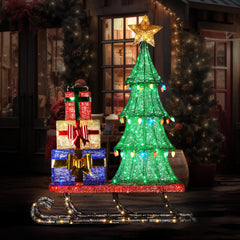Christabelle Christmas Display Sled 183cm With Tree And Presents Led Lights & C9 Bulbs
