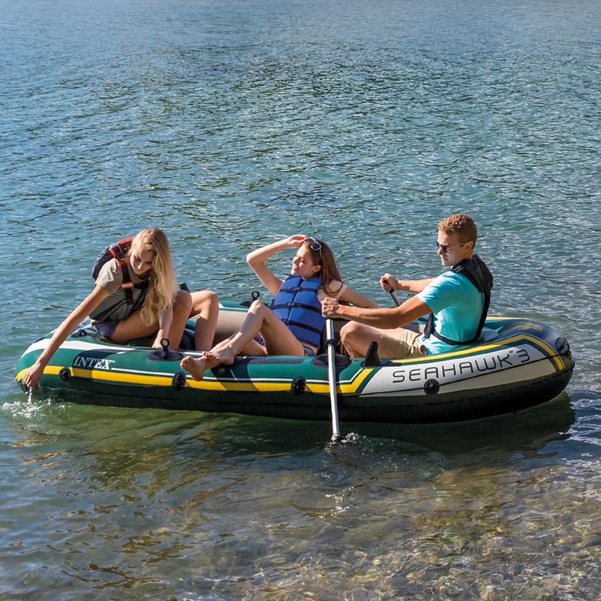 Intex Seahawk 3-person Inflatable Boat Set-ACT