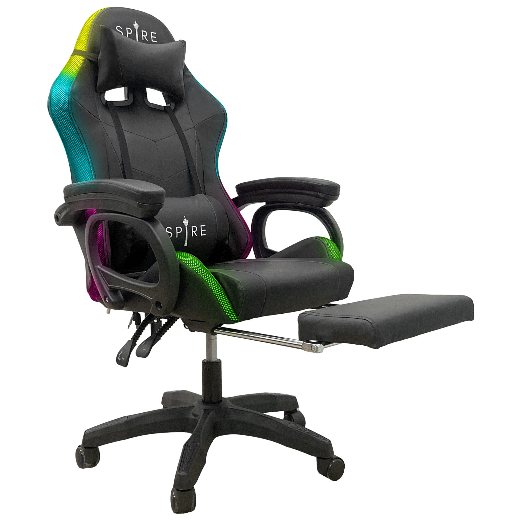 Intex Spire Onyx Led Massage Gaming Chair - Black-ACT