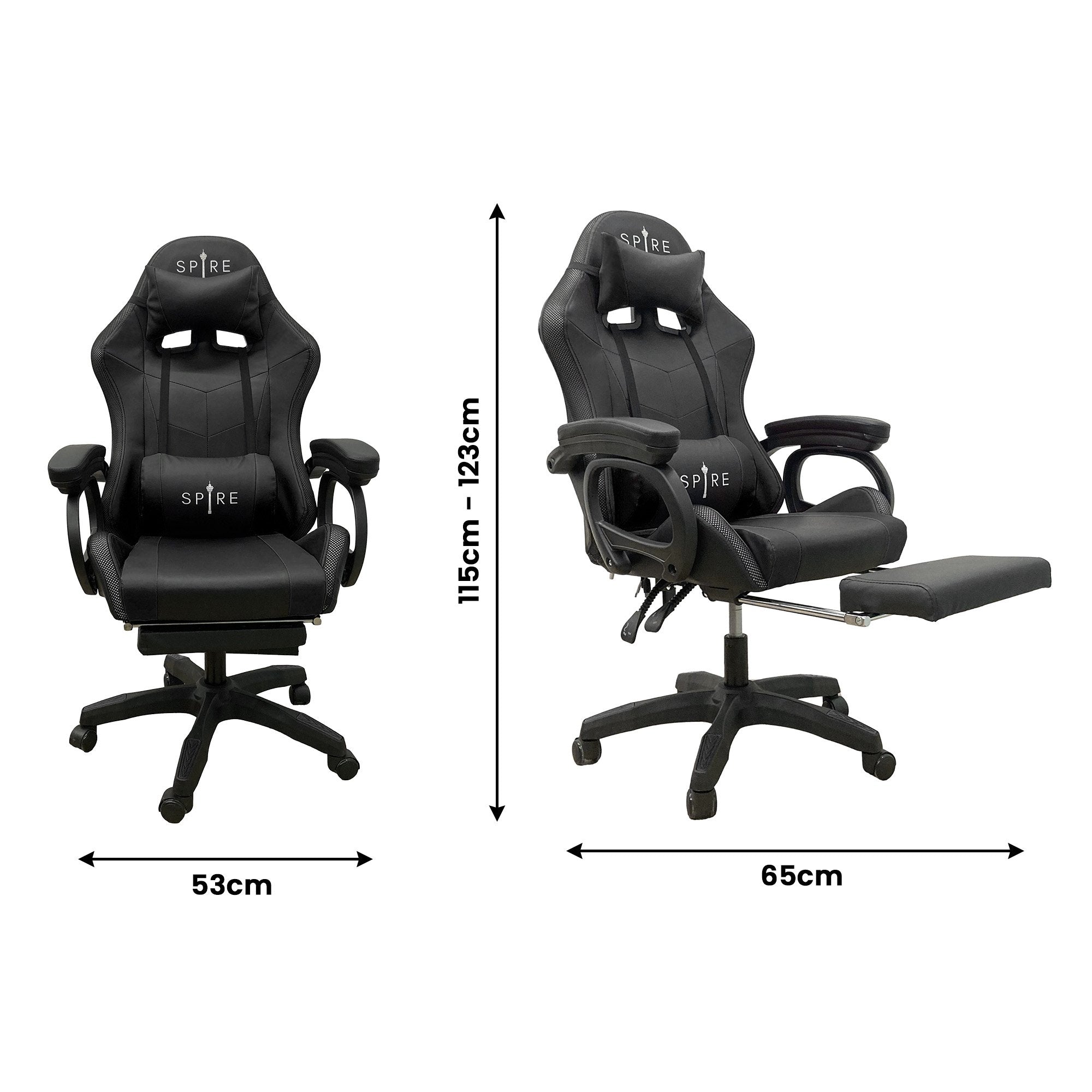 Intex Spire Onyx Led Massage Gaming Chair - Black-NSW_Rural