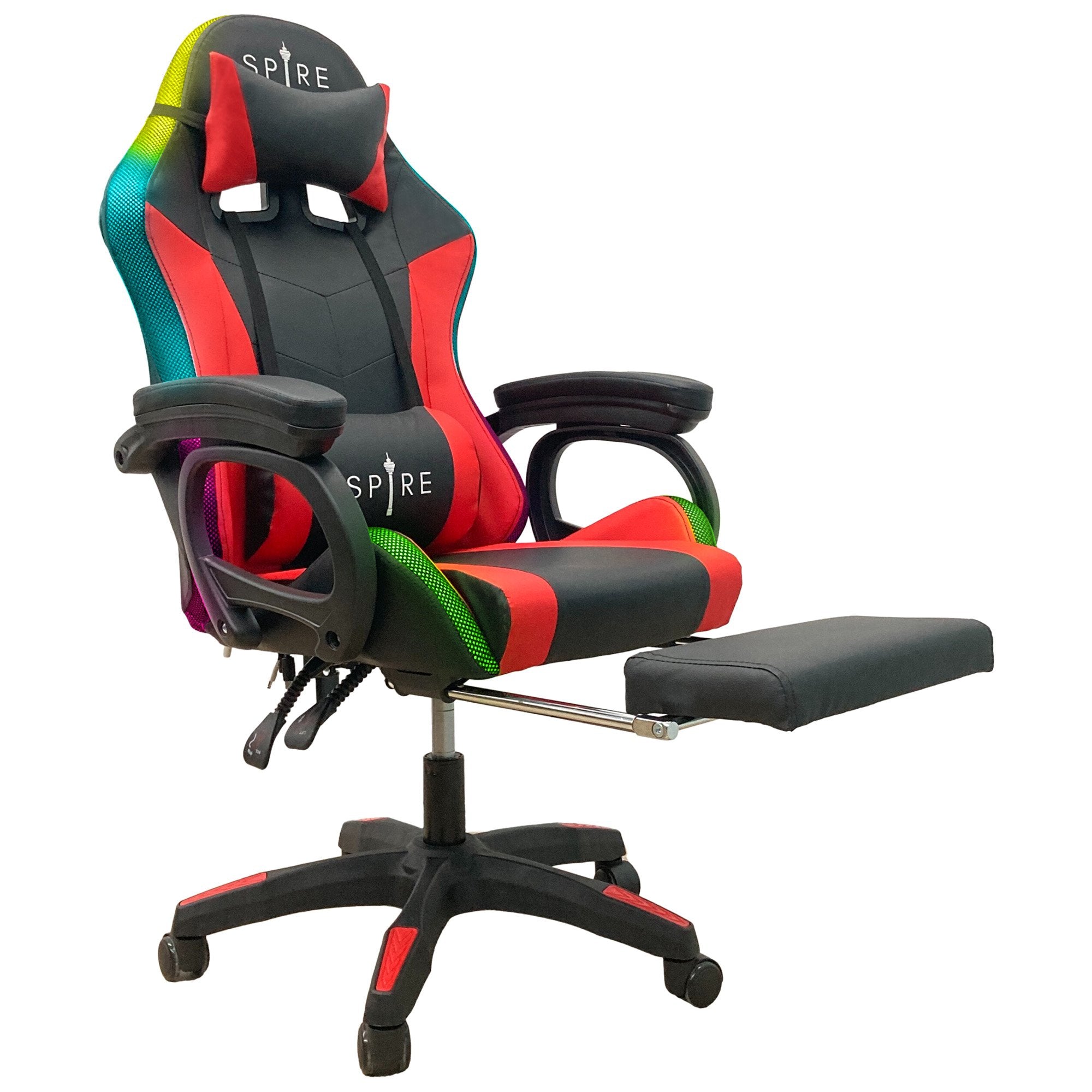 Intex Spire Onyx Led Massage Gaming Chair - Red And Black-ACT