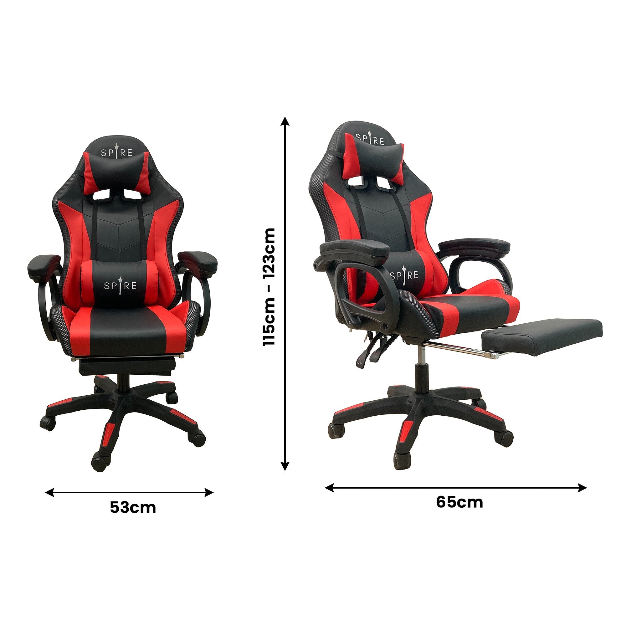 Intex Spire Onyx Led Massage Gaming Chair - Red And Black-ACT