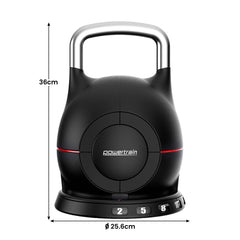 Powertrain Adjustable Kettlebell 20kg 7 in 1 Weight Selection Set w/Quick One Hand Adjustment Secure Locking System