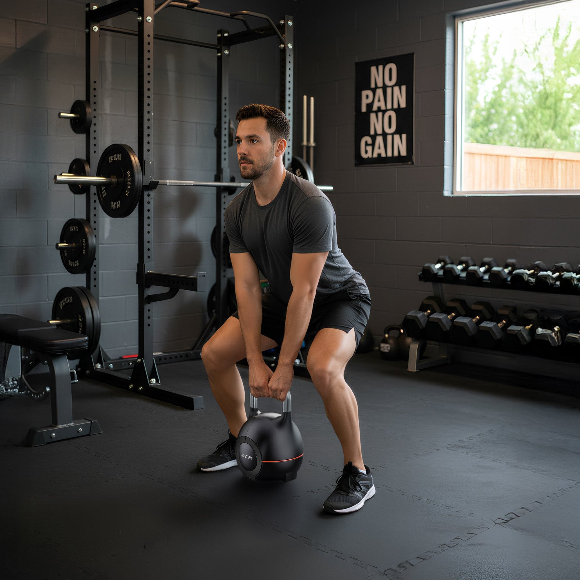 Powertrain Adjustable Kettlebell 20kg 7 in 1 Weight Selection Set w/Quick One Hand Adjustment Secure Locking System