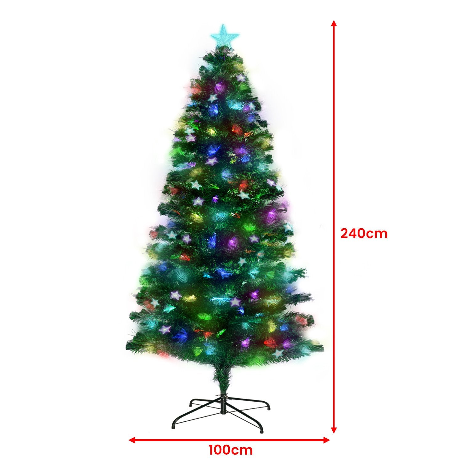 Christabelle 2.4m Enchanted Pre Lit Fibre Optic Christmas Tree Stars Xmas Decor-ACT