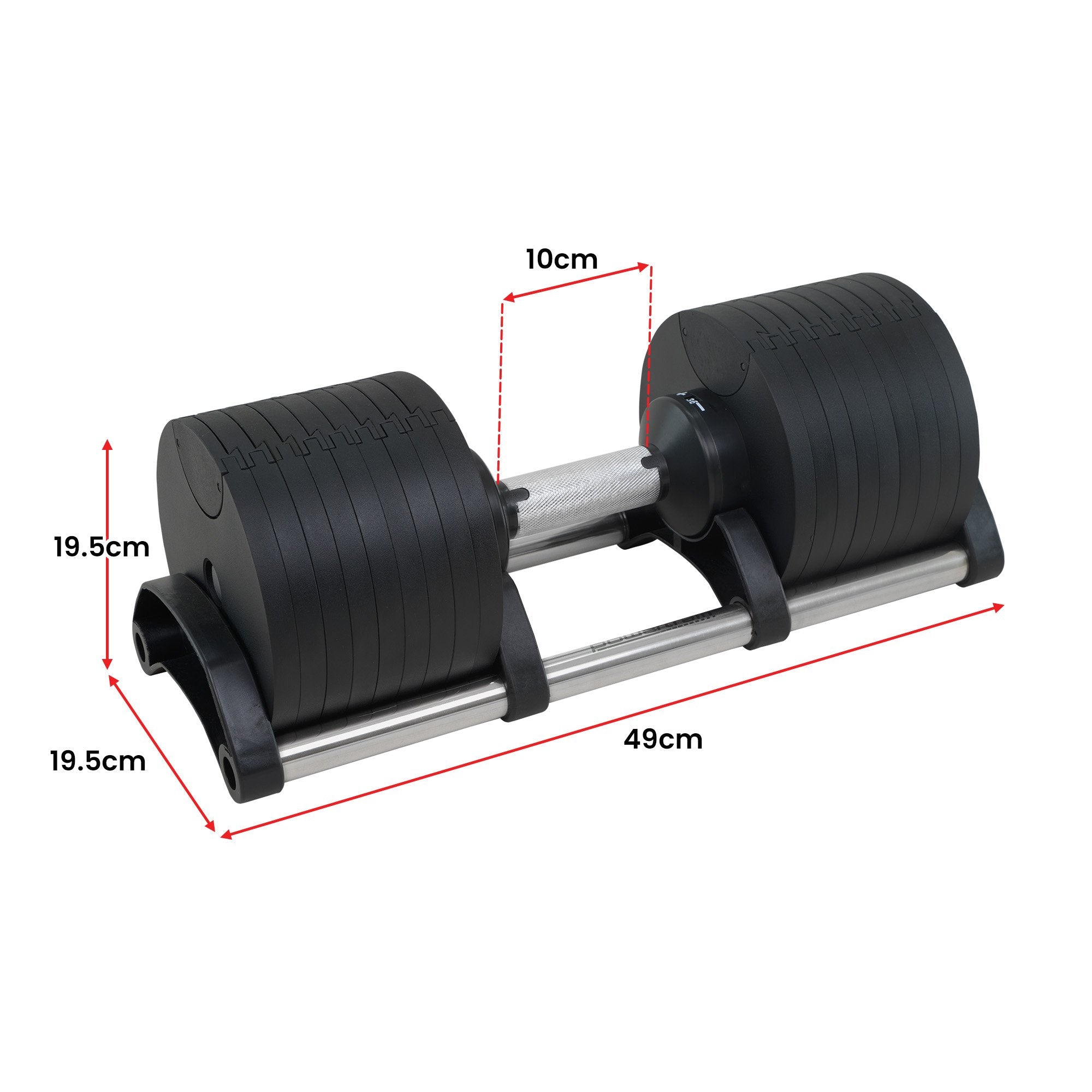 Powertrain Eon 45kg Adjustable Dumbbell Home Gym 9 Strength Training Safety Lock System For Building & Fitness Workouts